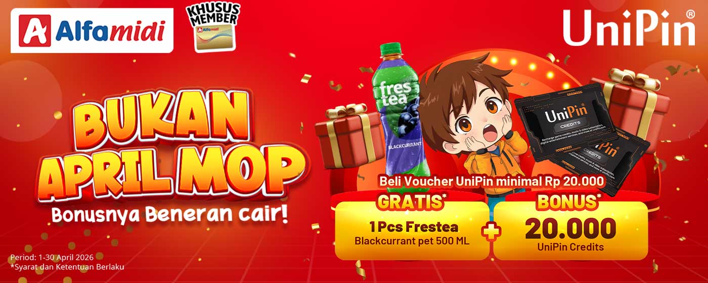 Bukan April Mop! Bonusnya beneran cair! Gratis Frestea + Bonus UniPin Credits!